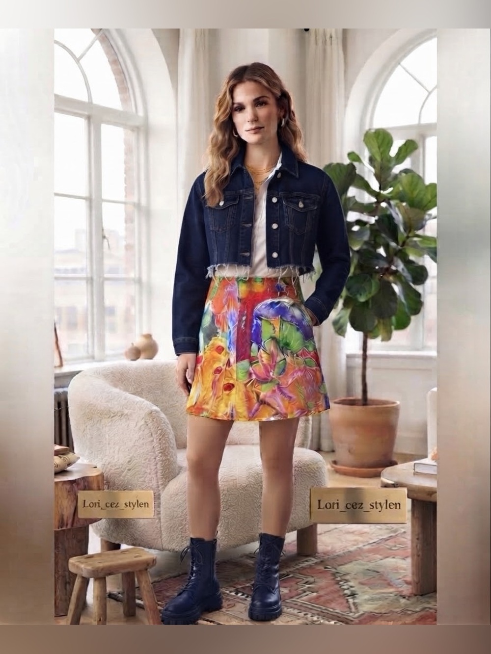 Y2K Ralph Lauren Orange Multicolor Floral Circle Skirt